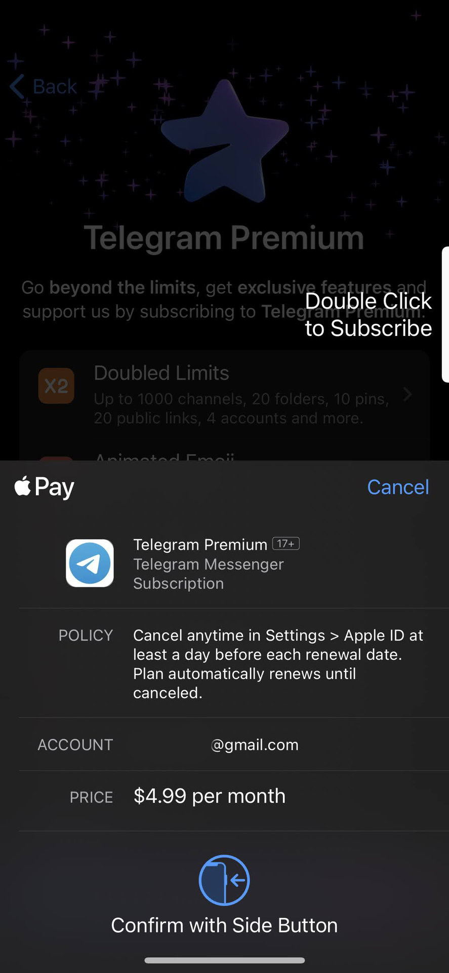 如何在 iOS 3 上购买 Telegram Premium